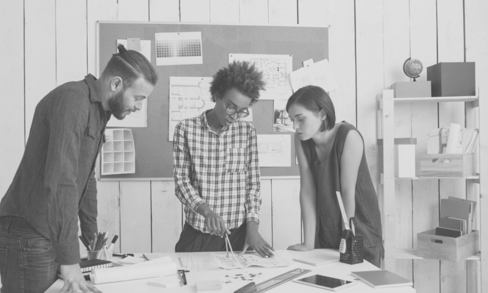 Business planning workspace with strategic documents and analysis